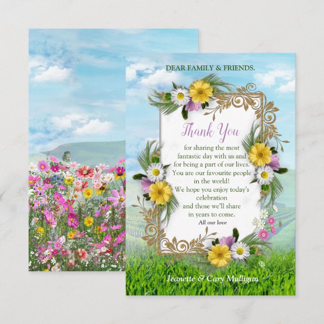 Fleurs sauvages contre un Carte de remerciements B (Devant / Derrière)