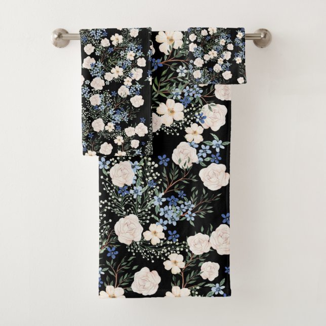 Fleurs sauvages d'aquarelle florale bleu rose Feui (En situation)