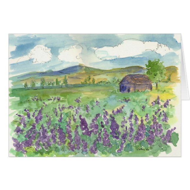 Fleurs sauvages d'aquarelle violet Lupine Field (Devant Horizontal)