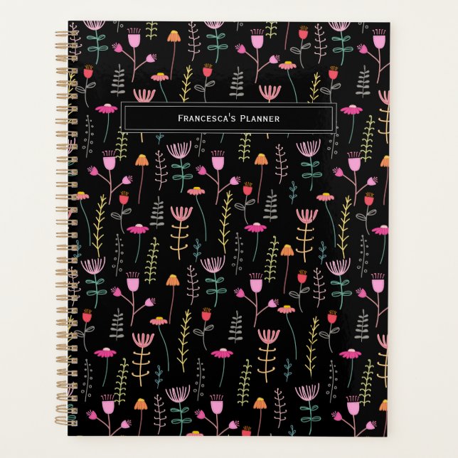 Fleurs sauvages de néon, monogramme personnalisé (Devant)