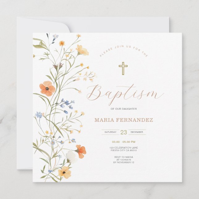 Fleurs sauvages d'été du printemps Invitation Chri (Devant)