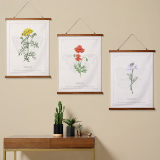 Fleurs sauvages ensemble de 3 Tapisserie murale