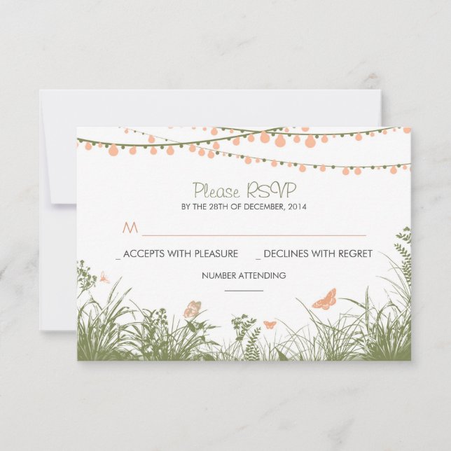 fleurs sauvages et lumières à cordes mariage carte (Devant)