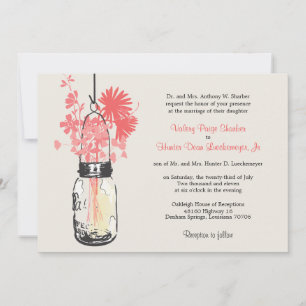 Fleurs sauvages et mariage Mason Jar Invitations