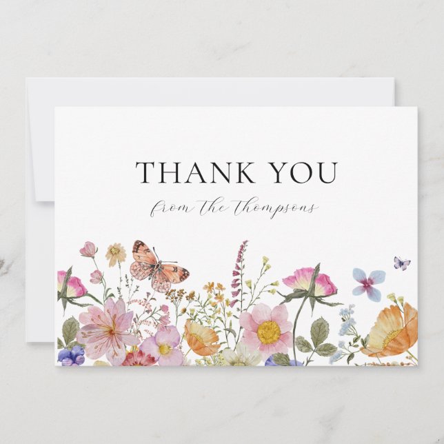 Fleurs sauvages et papillons arrosent Merci (Devant)
