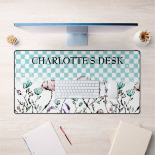 Fleurs sauvages fantaisistes avec À damiers Motif