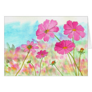 Fleurs sauvages floraux de cosmos de rose d'art
