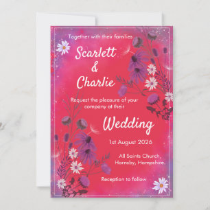 Fleurs sauvages framboises - faire-part de mariage