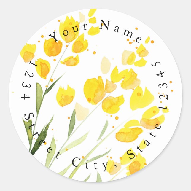 Fleurs sauvages jaunes Étiquettes (Devant)