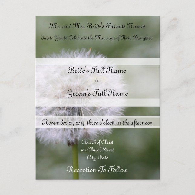 Fleurs Sauvages Mariage Invitations et Faveurs (Devant)