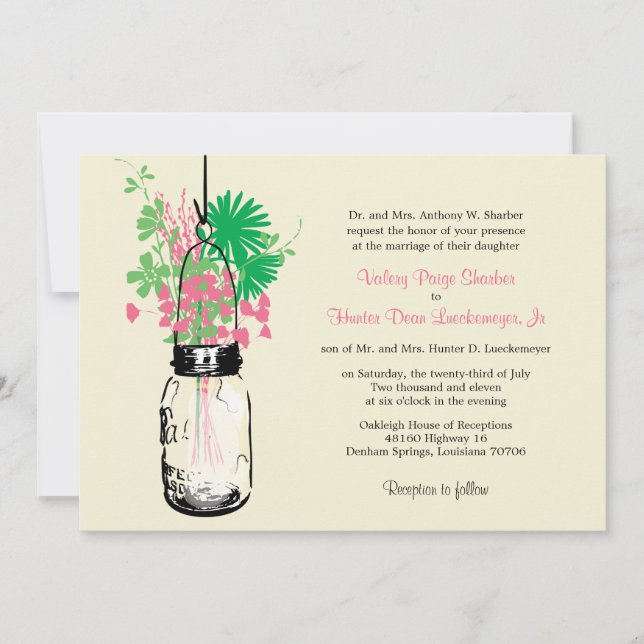 Fleurs sauvages & Mason Jar Mariage Invitations (Devant)