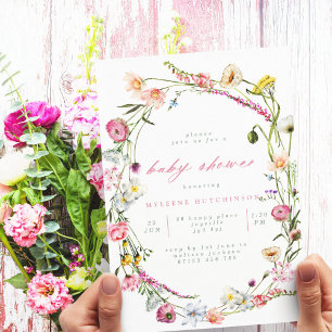 Fleurs sauvages modernes Invitation Baby shower de