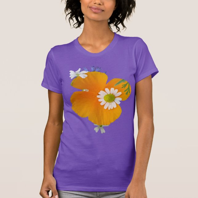 Fleurs sauvages : Orange Blanc Jaune BG T-Shirt (Devant)