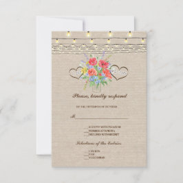 Fleurs sauvages rustiques Burlap Wedding RSVP