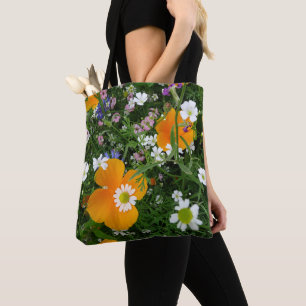 Fleurs sauvages : Sac fourre-tout rose blanc orang