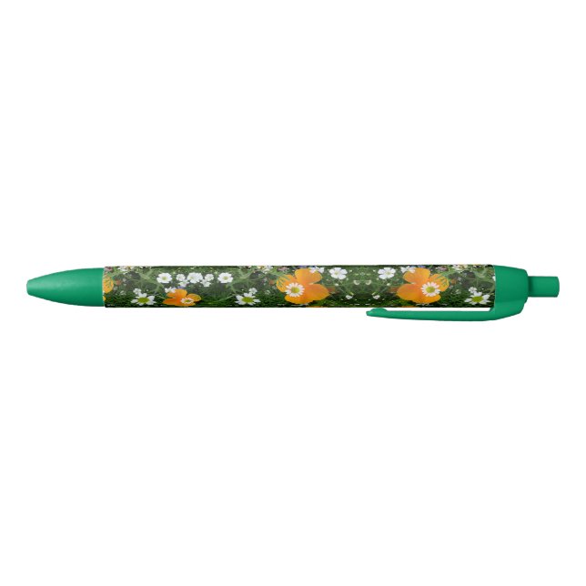 Fleurs sauvages : Stylo rose blanc orange (Bas)