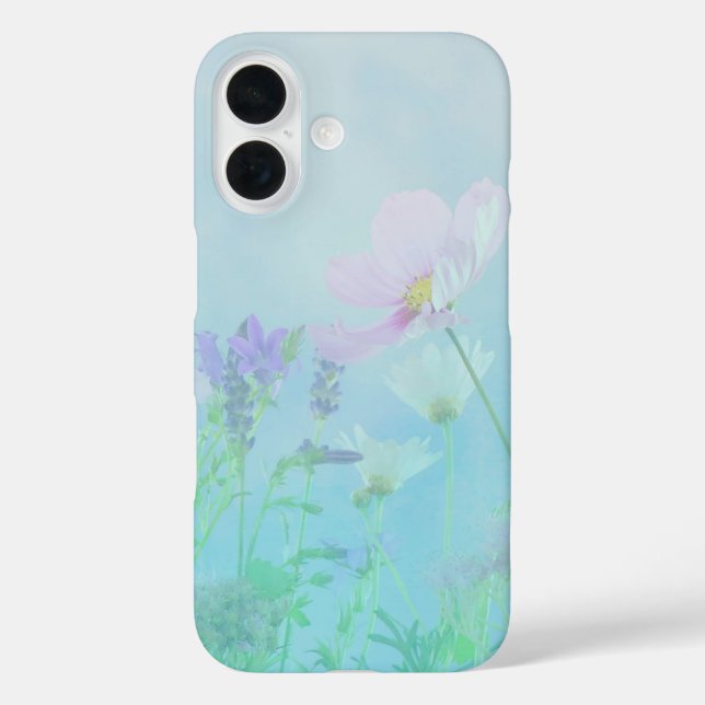 Fleurs sauvages sur coque iphone Floral bleu doux (Verso)