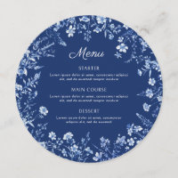Fleurs sauvages sur menu rond bleu français