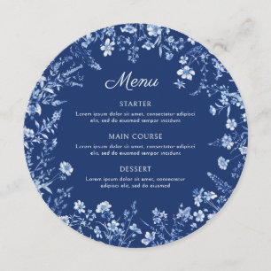 Fleurs sauvages sur menu rond bleu français