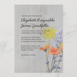 Fleurs sauvages vintages épousant des invitations