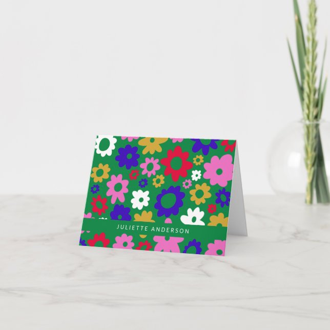 Fleurs scandinaves colorées Vert Personnalisé (Devant)