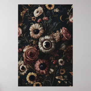 Fleurs sombres lunatiques avec impression d'yeux,