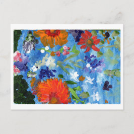 Fleurs sur carte postale Arrière - plan bleu
