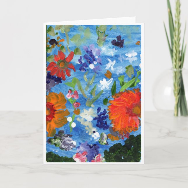 Fleurs sur la carte bleue de note d'information (Devant)
