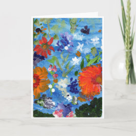 Fleurs sur la carte bleue de note d'information