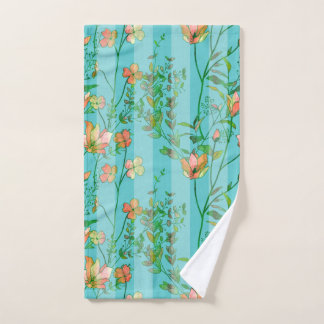 Fleurs sur l'arrière - plan rayé bleu d'Aqua