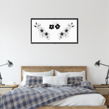 Fleurs sur toile en noir et blanc