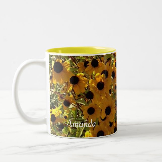 Fleurs Suzanne aux yeux noirs personnalisées Mugs  (Gauche)