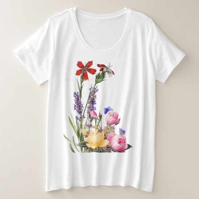 FLEURS T-shirt DE TAILLE DE COTON PLUS (Design devant)