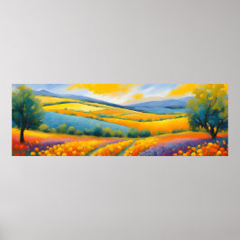 "Fleurs Tranquilles" weite Landschaft Provence Poster