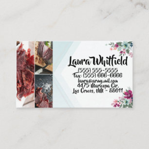 Fleurs tropicales cartes de visite sur Blue Ombre