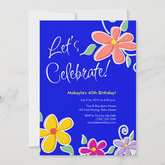 Fleurs tropicales colorées Invitations 5x7 (Devant)