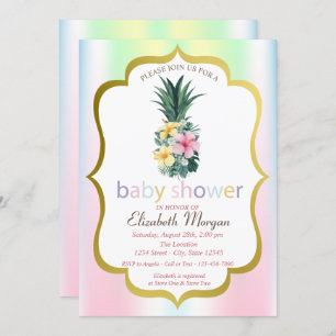 Fleurs tropicales d'ananas Baby shower Invitation