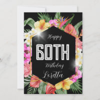 Fleurs tropicales de couleur noire Carte d'anniver