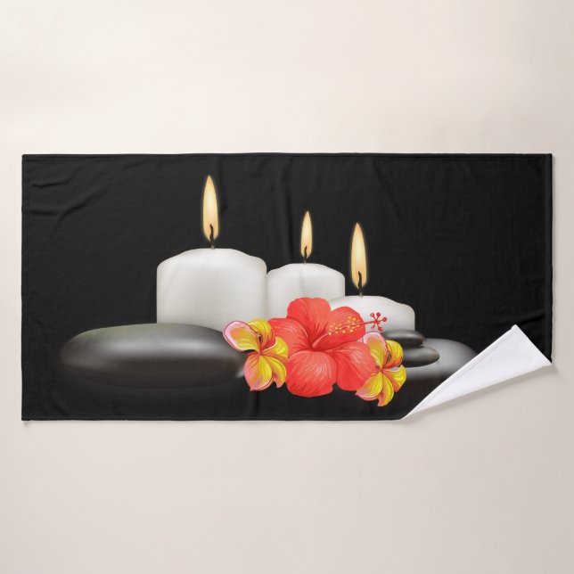 Fleurs tropicales et bougies Décor Serviettes de b (Serviette de bain)