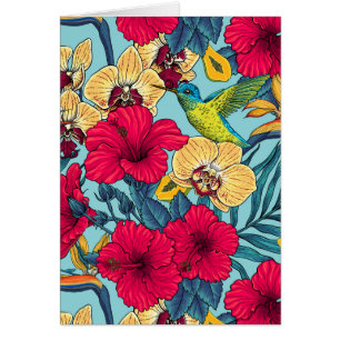 Fleurs tropicales et colibri - Botanica d'été