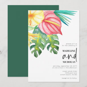 Fleurs tropicales Faire-part de mariage de verdure