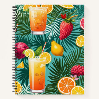 Fleurs tropicales, fruits colorés carnet spiral