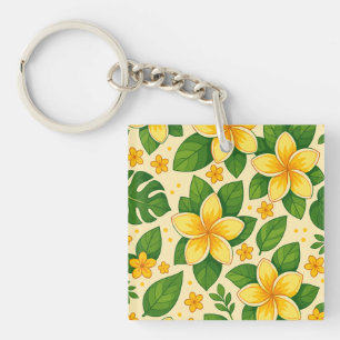Fleurs tropicales jaunes avec des feuilles vertes 