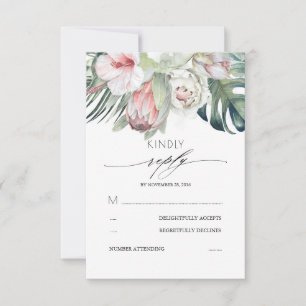 Fleurs tropicales Mariage rose pâle RSVP