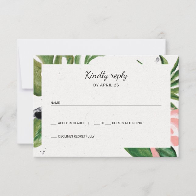 Fleurs tropicales mariage simple RSVP (Devant)