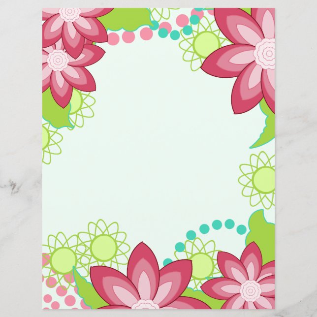 Fleurs tropicales | Papier à lettres en corail ros (Devant)