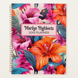 Fleurs tropicales roses et orange