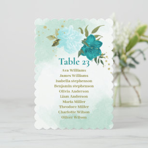 fleurs turquoise vert feuille carte de siège