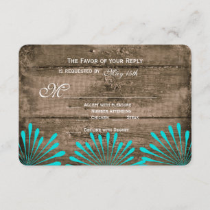 Fleurs Turquoises en bois rustique Cartes de maria