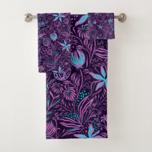 Fleurs Turquoises et violettes tropicales Design f